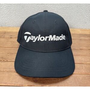 TaylorMade Golf Hat Adult Black White Strap Back Dad Cap Embroidered Preppy Mens